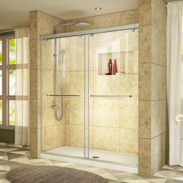 Charisma 60" x 78.75" Rectangle Bypass Sliding Shower Door with Base Included