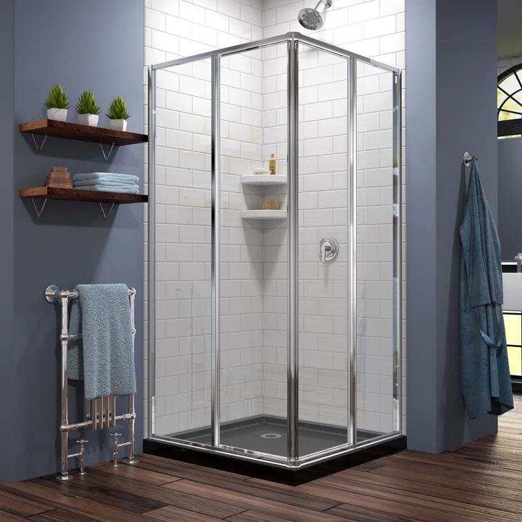 Cornerview 36" x 74.75" Framed Square Sliding Shower Enclosure with Base Included