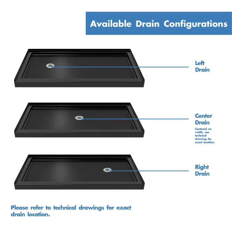 SlimLine 60" x 34" Single Threshold Shower Base