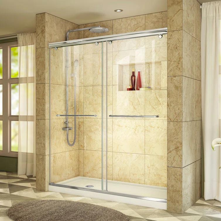 Charisma 60" W x 34" D x 78.75" H Frameless Rectangle Sliding Shower Enclosure with Base Included