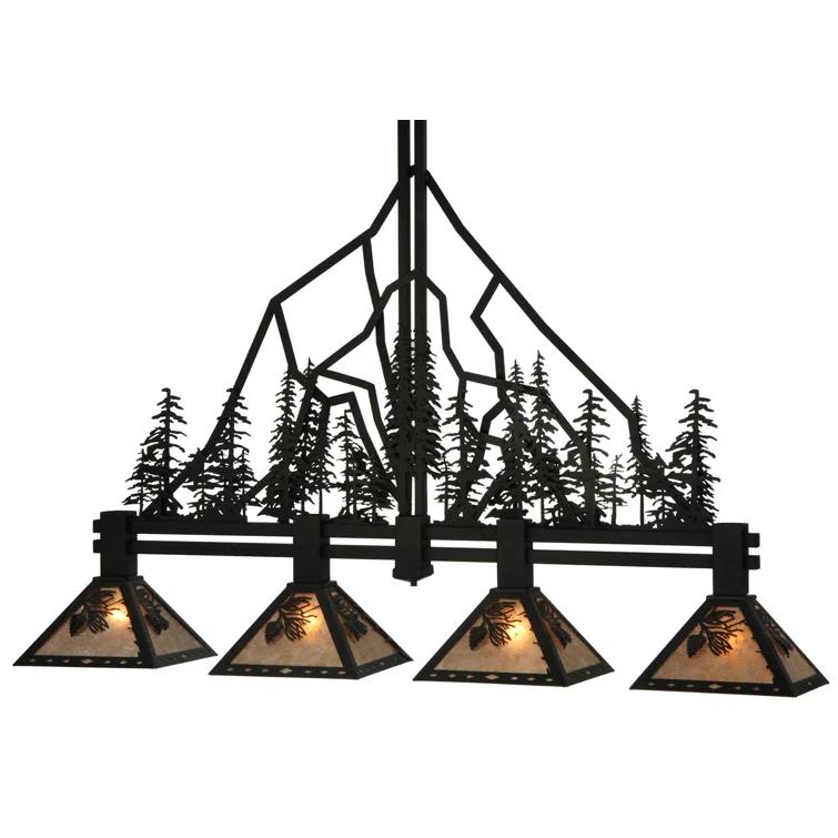 Meyda Lighting Rustic Lodge 4 - Light Black Kitchen Island Pendant