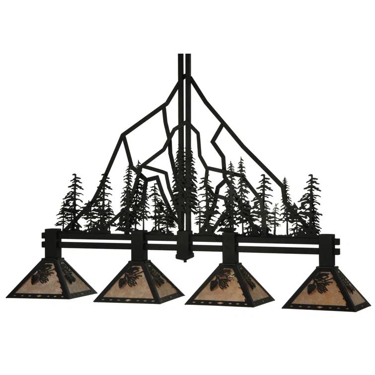 Meyda Lighting Rustic Lodge 4 - Light Black Kitchen Island Pendant