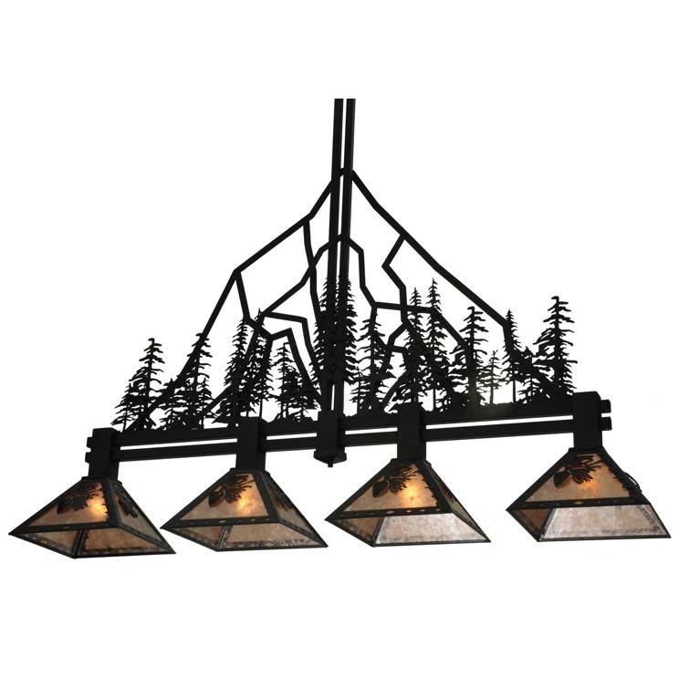 Meyda Lighting Rustic Lodge 4 - Light Black Kitchen Island Pendant