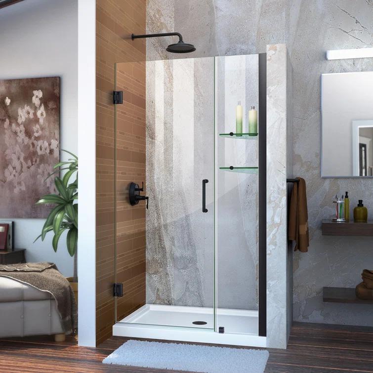 Unidoor 35" W x 72" H Frameless Shower Door with ClearMax Glass Treatment
