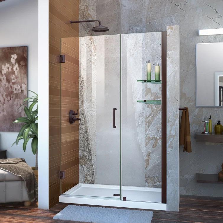 Unidoor 41" W x 72" H Hinged Frameless Shower Door with Clearmax™ Technology