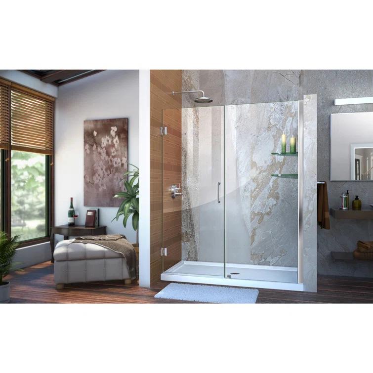 Unidoor 60" W x 72" H Frameless Shower Door with Clearmax™ Technology