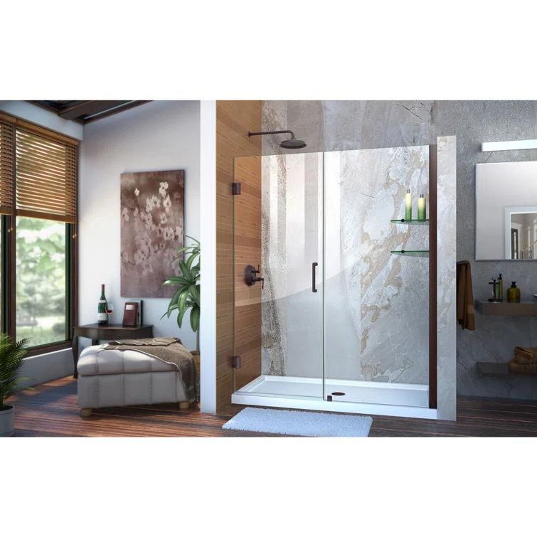 Unidoor 60" W x 72" H Frameless Shower Door with Clearmax™ Technology