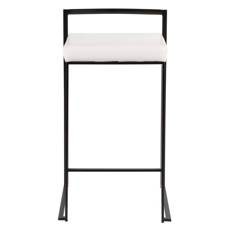 Fuji Stackable Stool Metal with Faux Leather Cushion