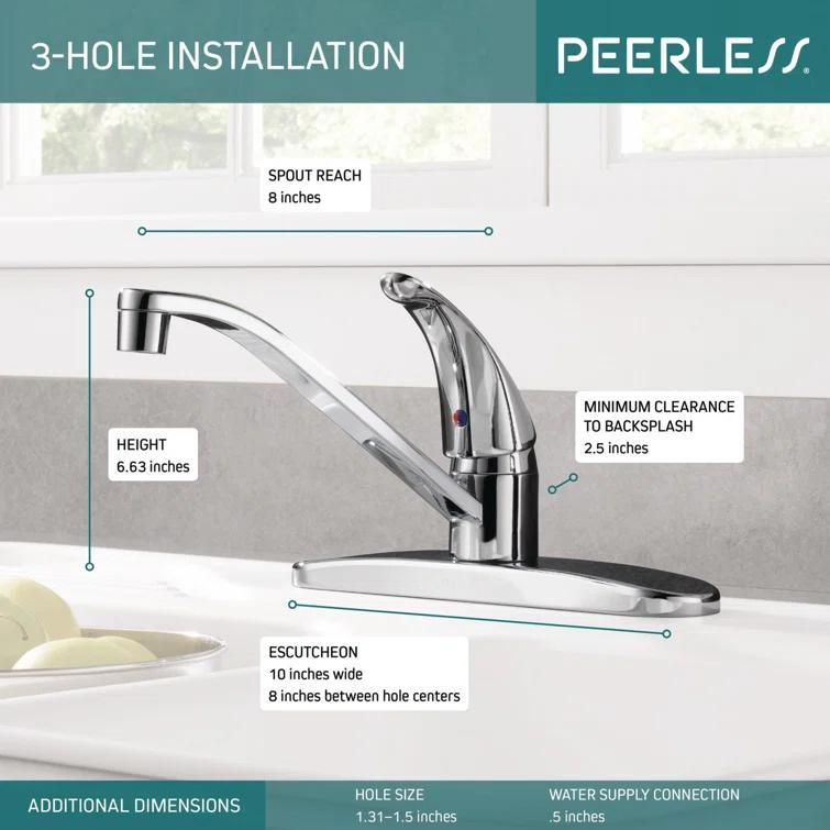 Core Single-Handle Kitchen Sink Faucet, 3-Hole Kitchen Faucet