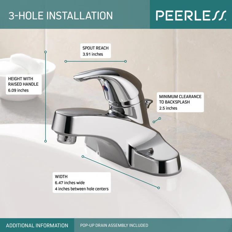 Core Centerset Bathroom Faucet with Drain Assembly, 2-handle Bathroom Sink Faucet