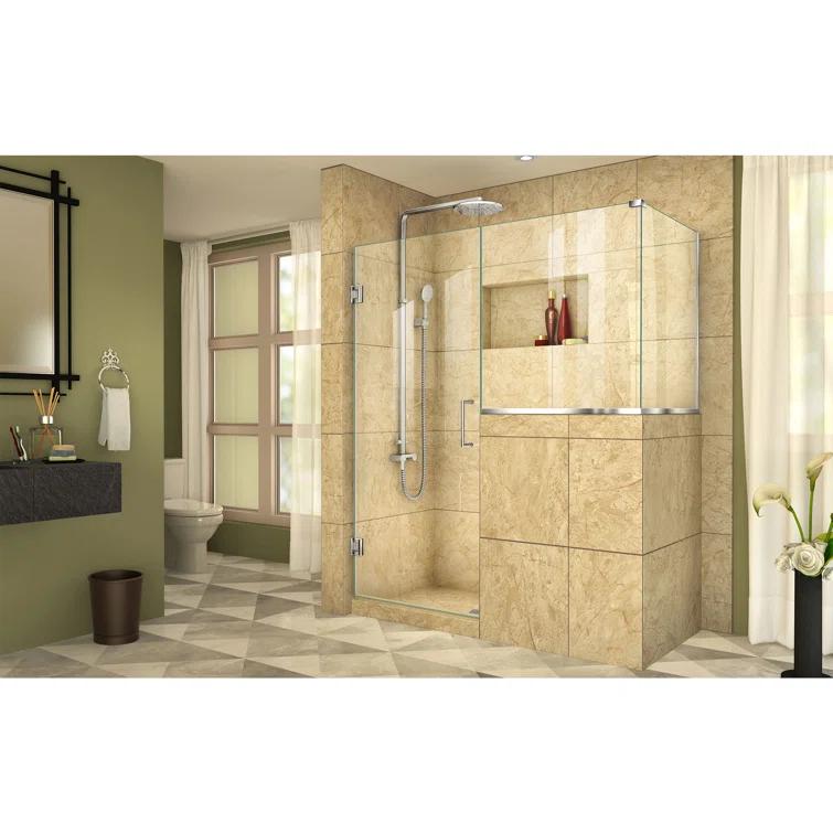 DreamLine Unidoor Plus 59" W x 36.375" D x 72" H Frameless Pivot Rectangle Shower Enclosure with Fixed Panel SHEN-2429303636-01