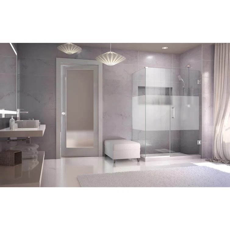 Unidoor Plus 60" W x 34" D x 72" H Frameless Rectangle Shower Enclosure with Fixed Panel