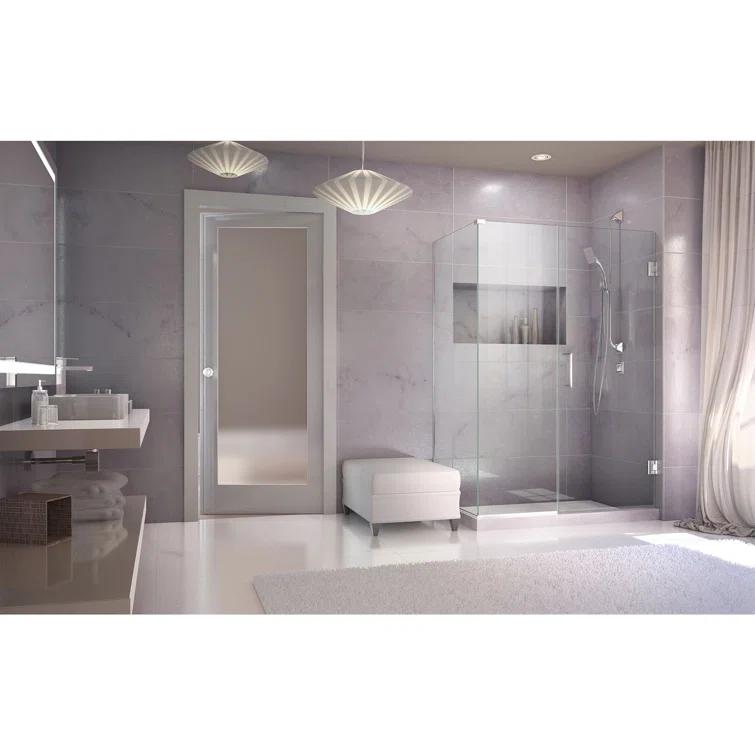 Unidoor Plus 60" W x 34" D x 72" H Frameless Rectangle Shower Enclosure with Fixed Panel