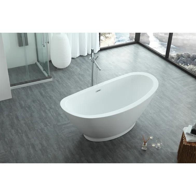 Iris 68.5'' x 33.46'' Freestanding Soaking Acrylic Bathtub
