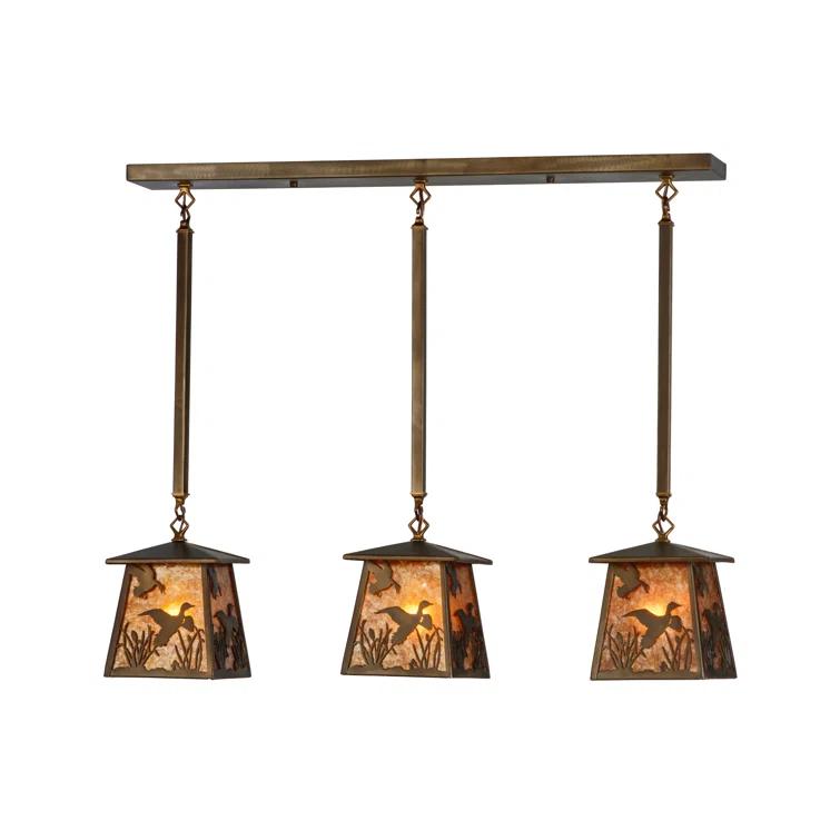 Rustic Lodge 3 - Light Antique Copper Kitchen Island Pendant