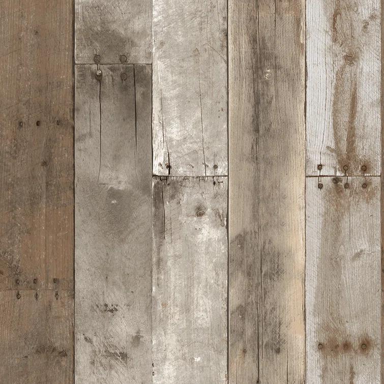 Tempaper Repurposed Wood Weathered Peel and Stick Wallpaper, 20.5" x 16.5'