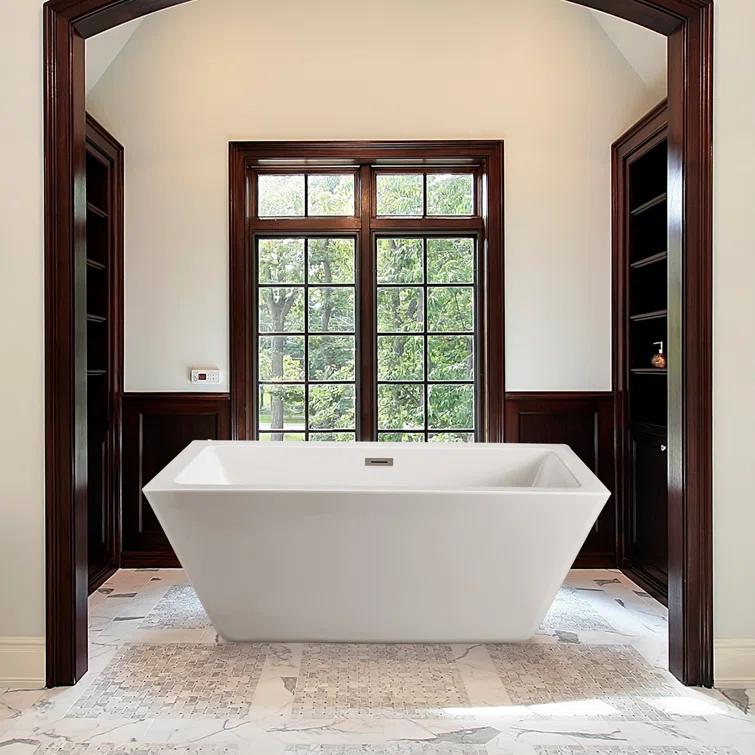 Streamline Bath 1529 mm x 701 mm Freestanding Roll Top Bathtub N-320-60FSWH-FM
