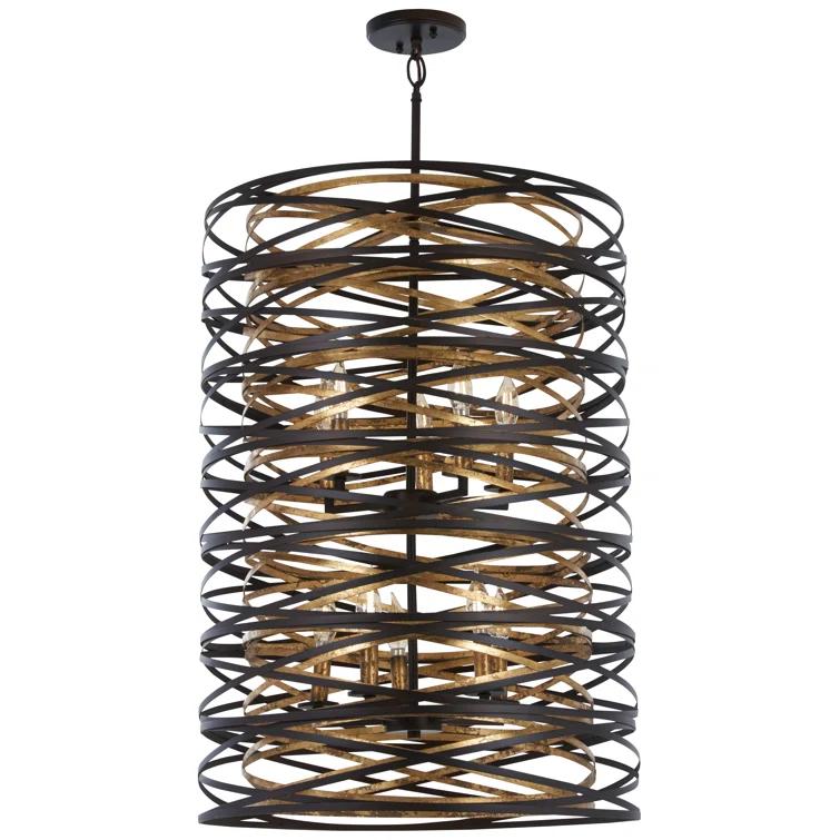 Minka Lavery Vortic Flow 21" Wide Dark Bronze and Gold 10-Light Pendant