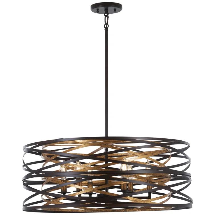 Minka Lavery Dark Bronze Mosaic Gold Chandelier 26" Wide Modern 6-Light Fixture for Dining Room House Foyer Kitchen Entryway Home