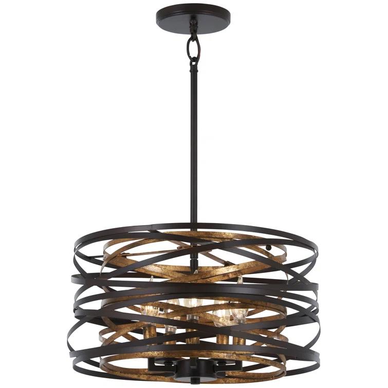 Minka Lavery Dark Bronze Mosaic Gold Pendant Chandelier 16" Wide Modern 5-Light Fixture for Dining Room House Foyer Kitchen Home