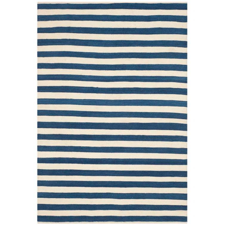 Canyon Stripe Pacific Blue 4' x 6' Handwoven Wool Area Rug