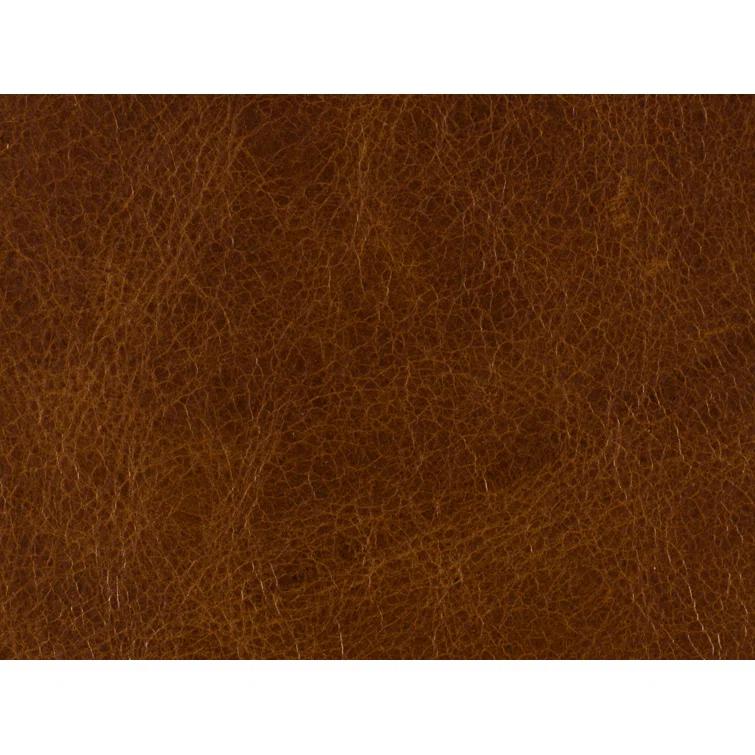 Handcrafted Brown Leather Recliner with Dark Wood Finish
