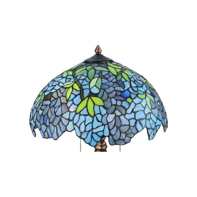 Mahogany Bronze 25" Wisteria Stained Glass 2-Light Table Lamp