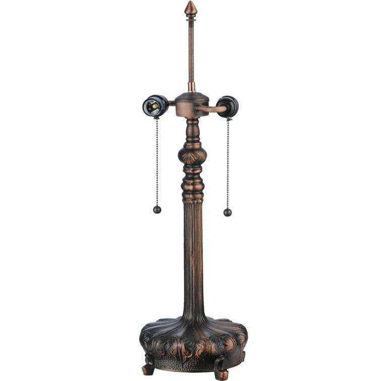 Mahogany Bronze 25" Wisteria Stained Glass 2-Light Table Lamp