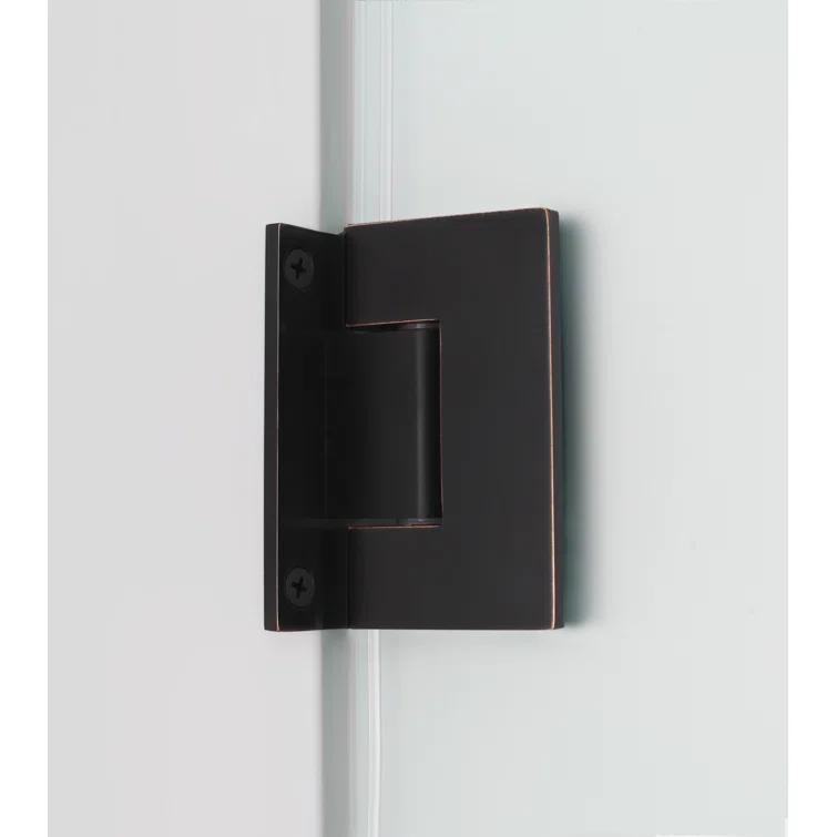 Kinkade XL 37.25" - 37.75" W x 80" HHinged Frameless Shower Door with Ultra-Bright Frosted Glass