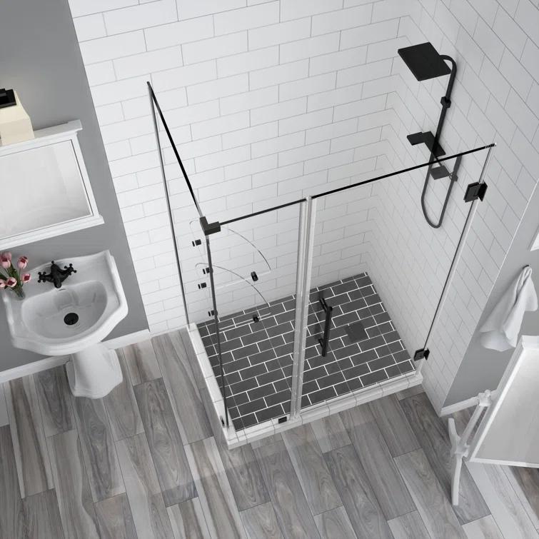 Aston SEN962EZ-MB-372336-10 Bromley GS Frameless 36.38" x 72" Rectangle Hinged Shower Enclosure