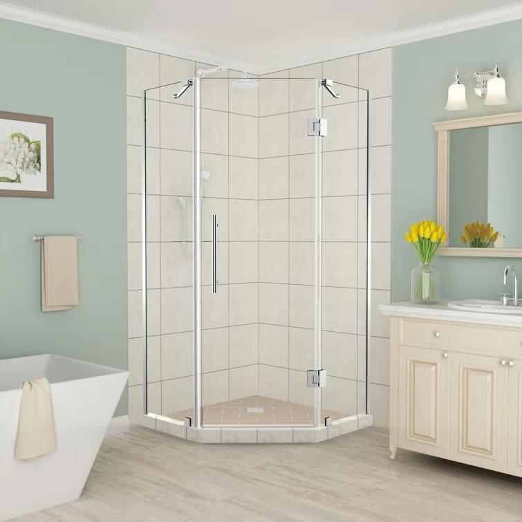 Aston SEN966EZ-CH-34-10 Merrick 34" x 72" Neo Angle Hinged Shower Enclosure