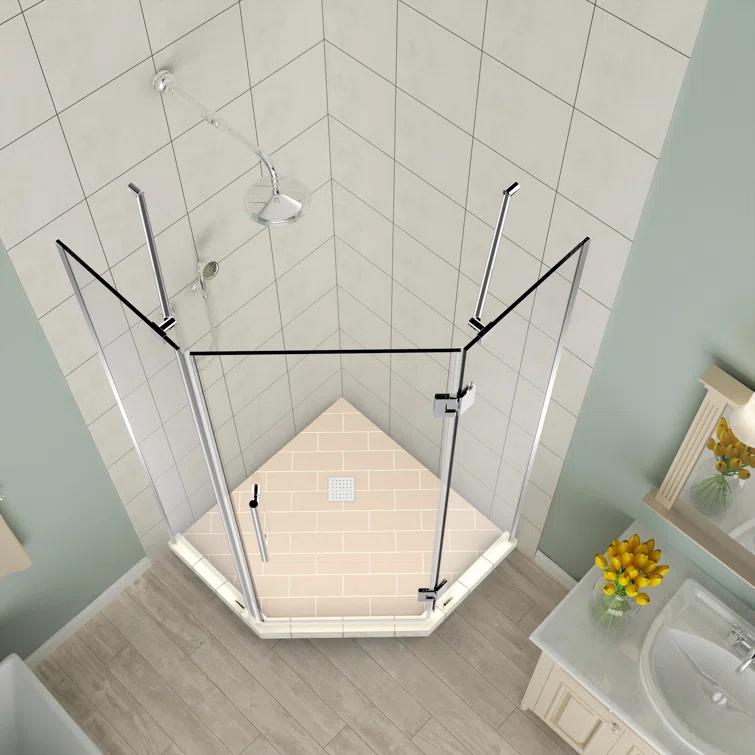 Aston SEN966EZ-CH-34-10 Merrick 34" x 72" Neo Angle Hinged Shower Enclosure
