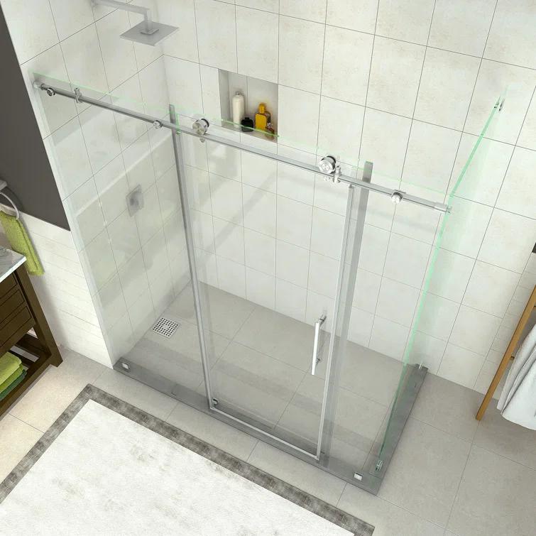 Coraline 68" - 72" W x 33.875" D x 76" H Frameless Sliding Shower Enclosure