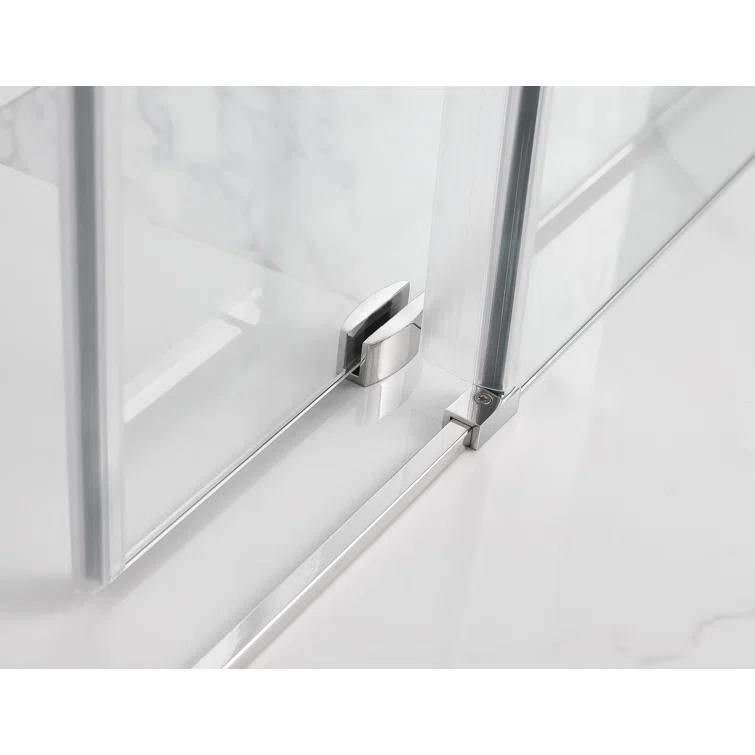 Coraline XL 44 - 48 in. x 80 in. Frameless Sliding Shower Door with StarCast Clear Glass in Polished Chrome Right Hand