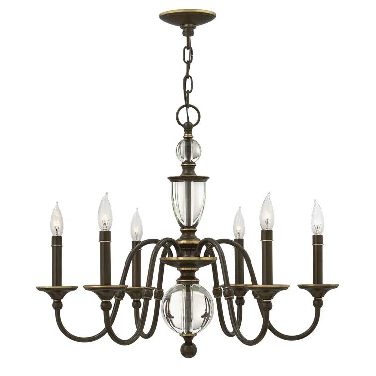 Hinkley Eleanor 6 - Light Candle Style Classic Chandelier with Crystal Accents