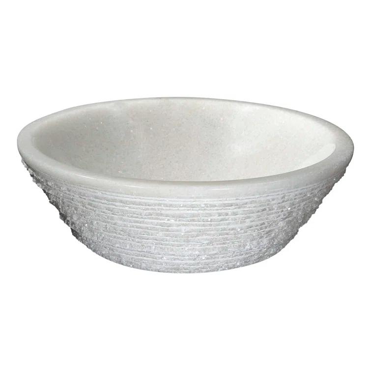 ANZZI Cliffs Of Dover 16.5'' White Marble Stone Circular Bathroom Sink