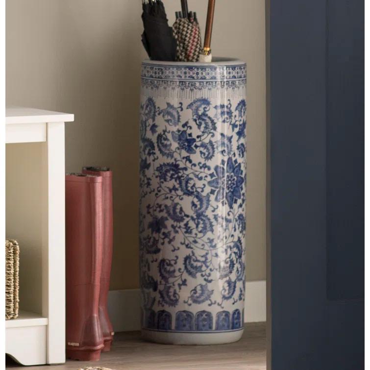 24" Horse in Meadow Porcelain Umbrella Stand