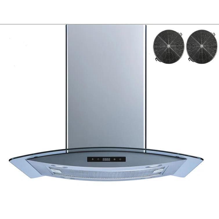 Winflo H102B Series 30" 500 CFM Convertible Island Range Hood in Stainless Steel With Filter Included