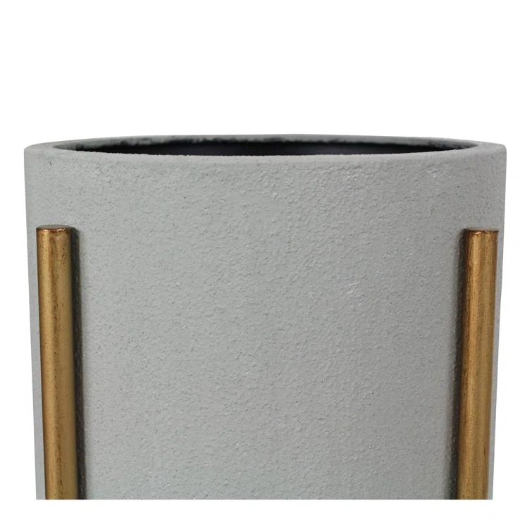 Stacia Round Metal Mid Century Indoor Pot Planter Set