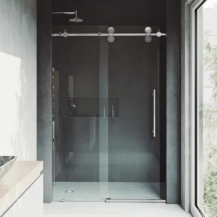 Elan 56-60" W x 74" H Sliding Frameless Shower Door with 3/8" Clear Glass