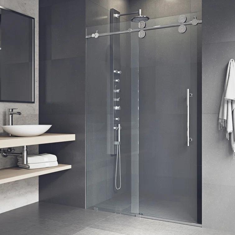 Elan 56-60" W x 74" H Sliding Frameless Shower Door with 3/8" Clear Glass