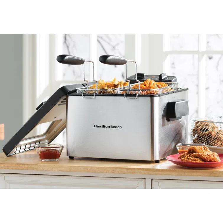 Hamilton Beach Hamilton Beach® Professional-Style Electric Deep Fryer with 12-Cup Food Capacity, Lid with View Window and Three Frying Baskets