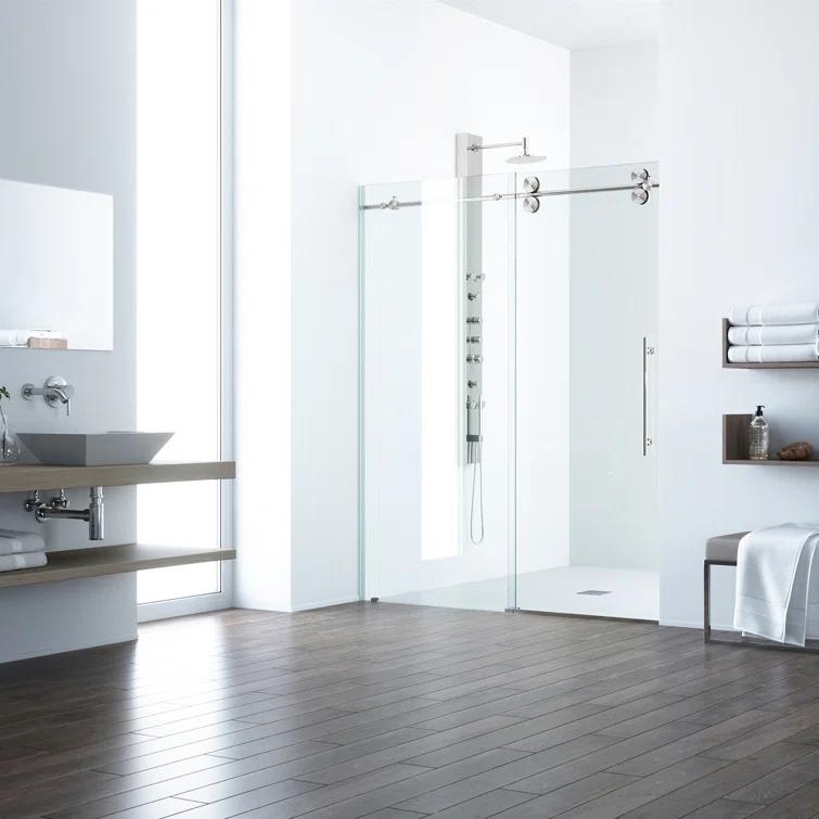 Elan 56-60" W x 74" H Sliding Frameless Shower Door with 3/8" Clear Glass