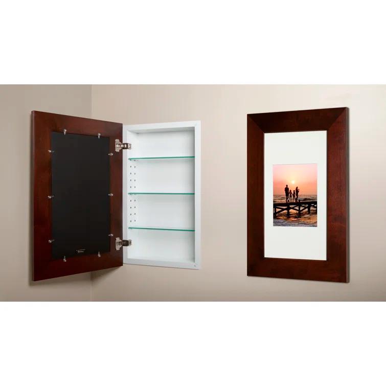 Recessed Picture Frame Door Medicine Cabinet with 3 Adjustable Shelves