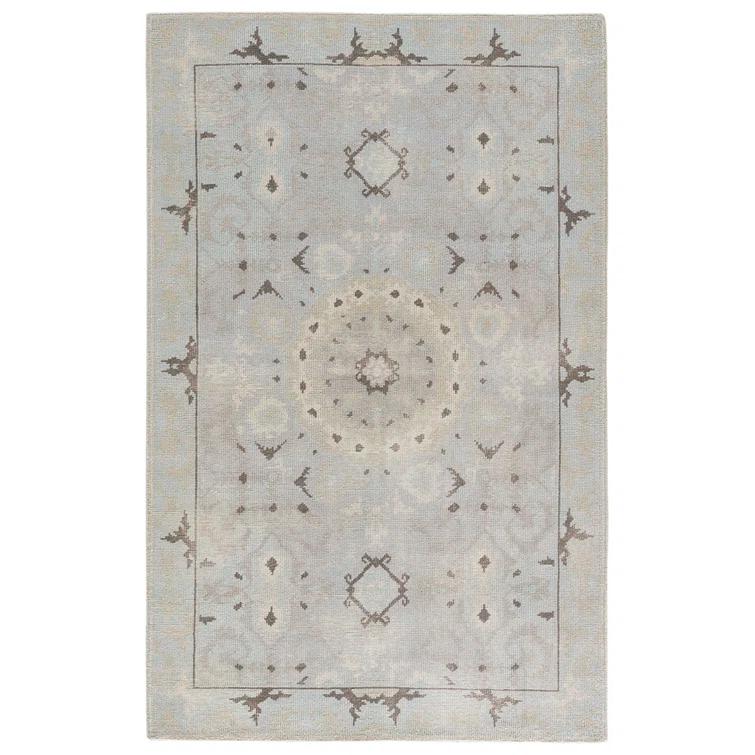 Hand-Knotted Medallion Wool Rug in Sophisticated Gray - 2'x3'