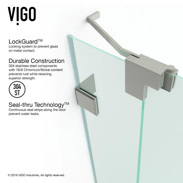 Pirouette 30-36" W x 72" H Pivot Frameless Shower Door with 3/8" Clear Glass