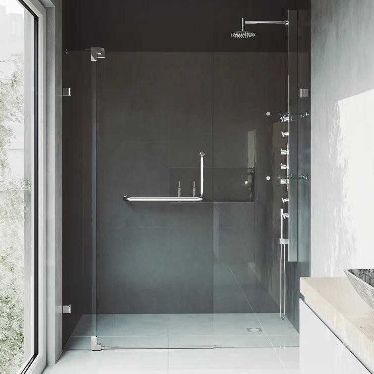 Pirouette 42-48" W x 72" H Pivot Frameless Shower Door with 3/8" Clear Glass
