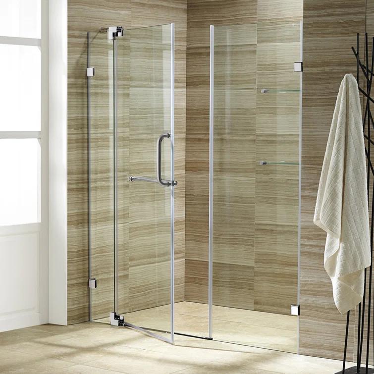 Pirouette 42-48" W x 72" H Pivot Frameless Shower Door with 3/8" Clear Glass