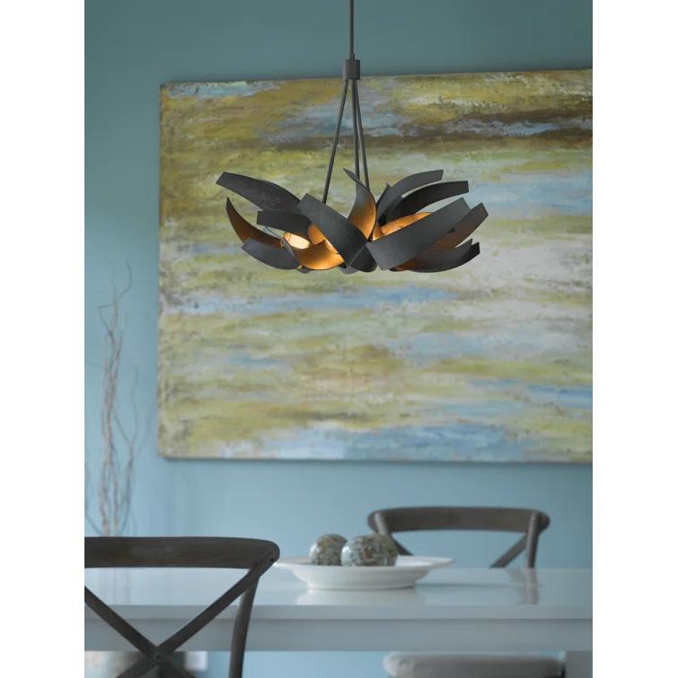 Corona 6 - Light Steel Dimmable Geometric Chandelier
