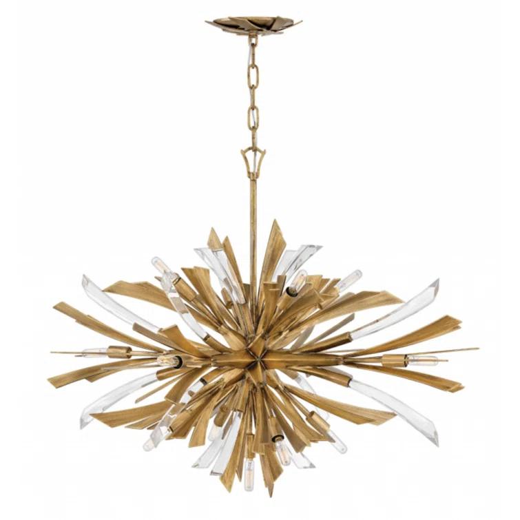 Vida 36" Thirteen-Light Modern Horizontal Hanging Chandelier w/ Crystal Accents
